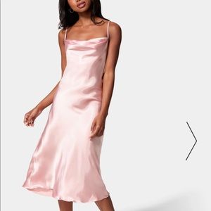 Pink BeBe slip midi dress